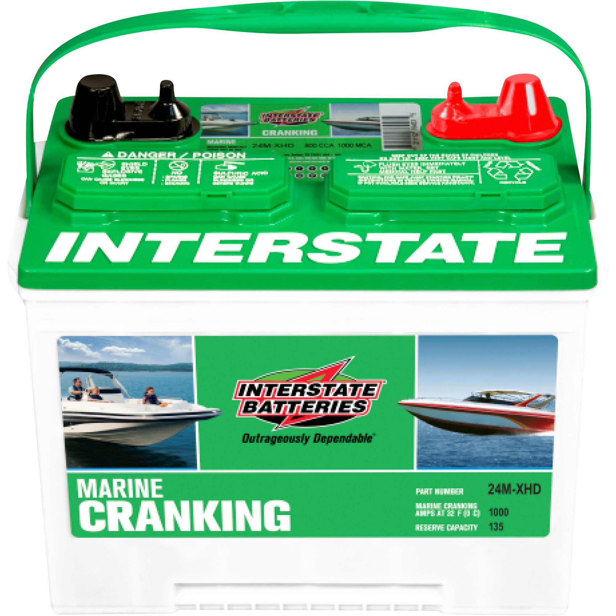 Interstate Deep Cycle Marine/RV Battery — Group Size 24MS, 12 Volt, 800 CCA, Sealed Lead Acid, Model# 8-24MX-1